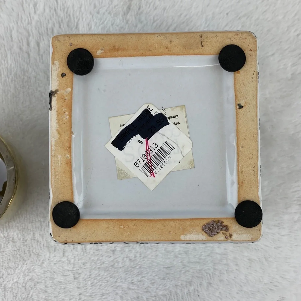 Modern Black & White Patterned Decorative Ceramic Square Ginger Jar Petite 3.5”